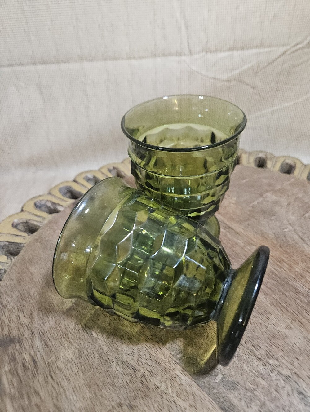 2 Indiana Whitehall Colony Vintage Glass Footed Tumblers